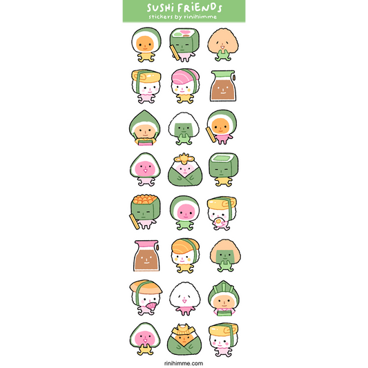 sushi friends clear sticker sheet