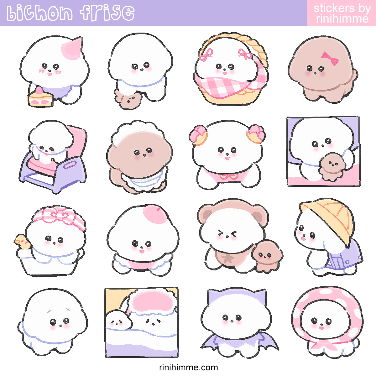 bichon frise sticker sheet