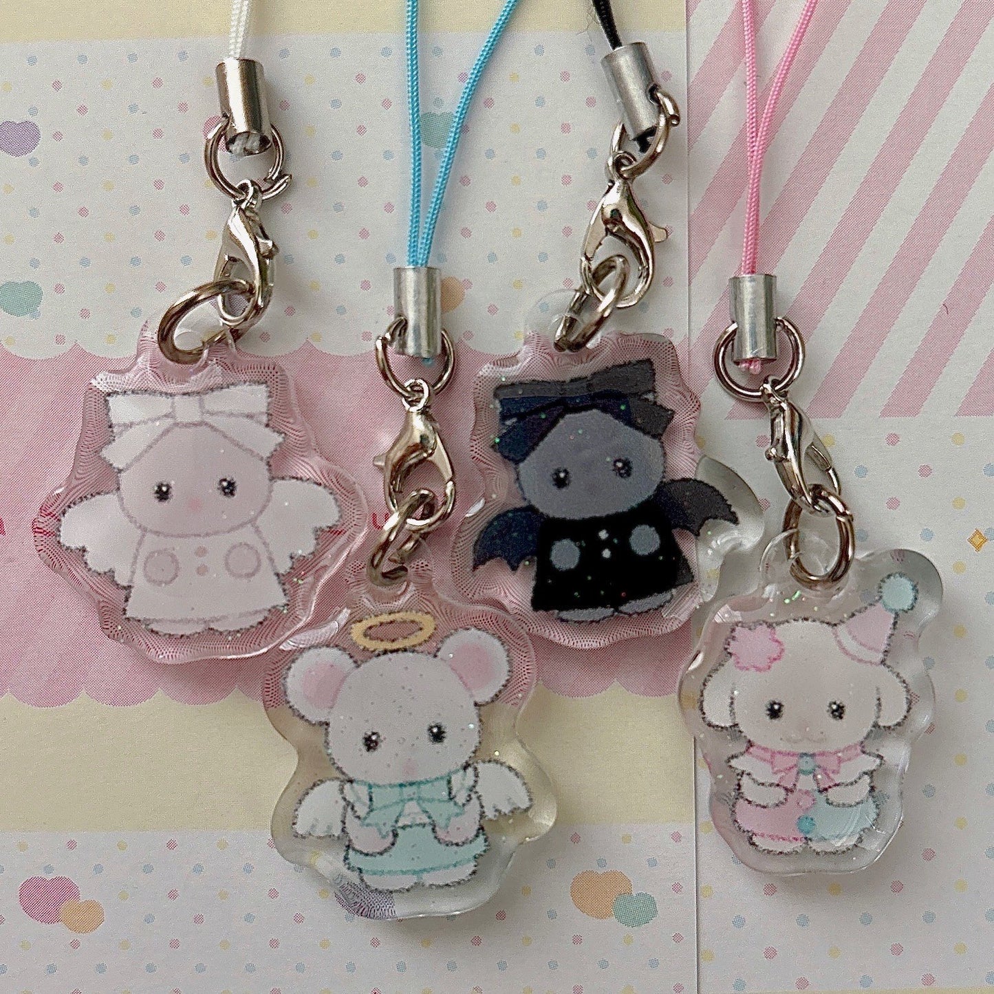 white cat phone charm