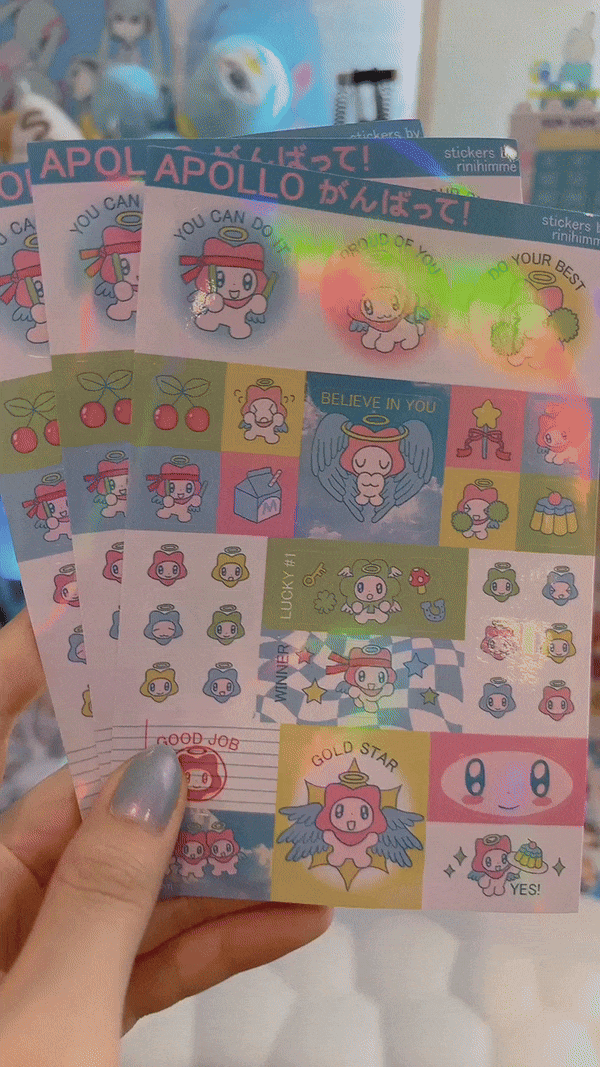 apollo ganbatte sticker sheet
