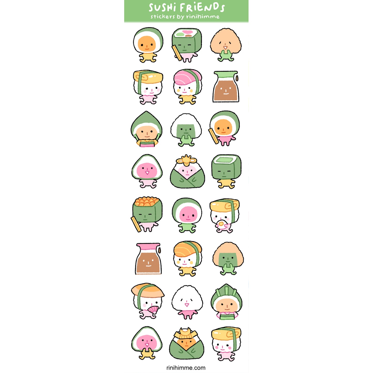 sushi friends sticker sheet