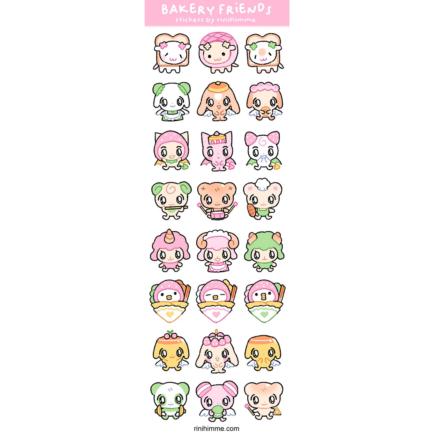 bakery friends clear sticker sheet