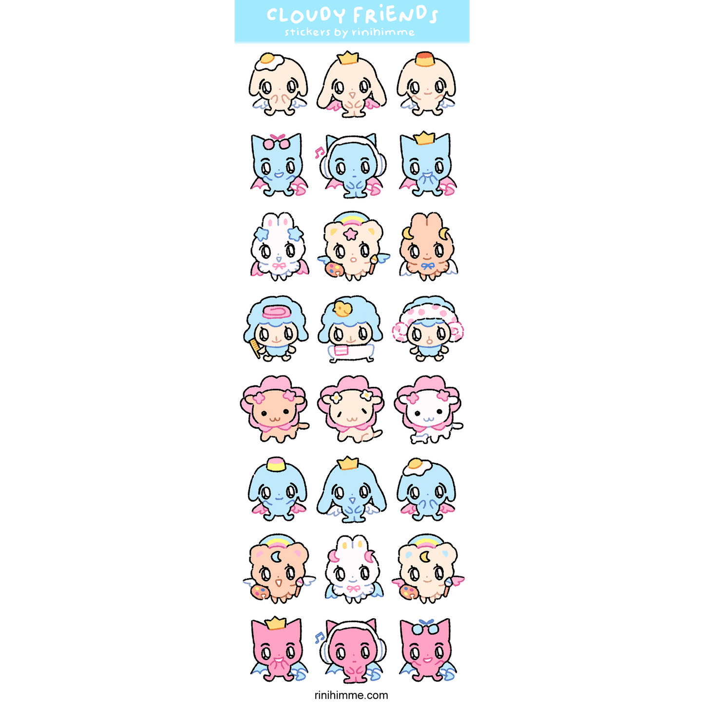 cloudy friends clear sticker sheet