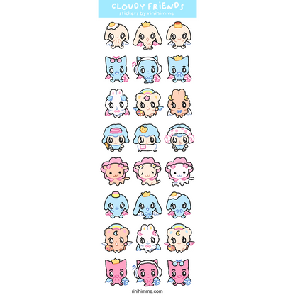 cloudy friends clear sticker sheet