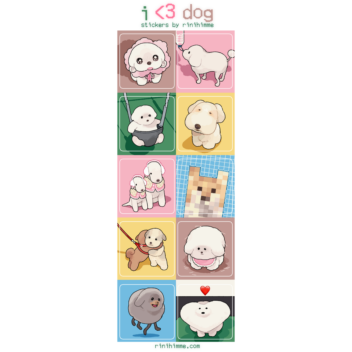 i <3 dog glitter sticker sheet