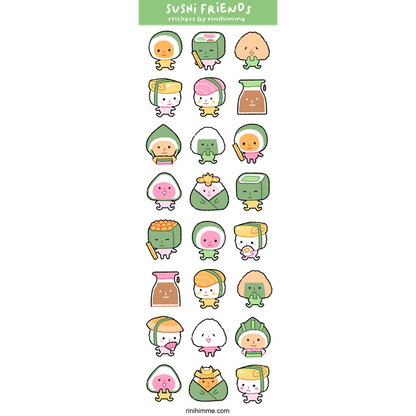 sushi friends clear sticker sheet