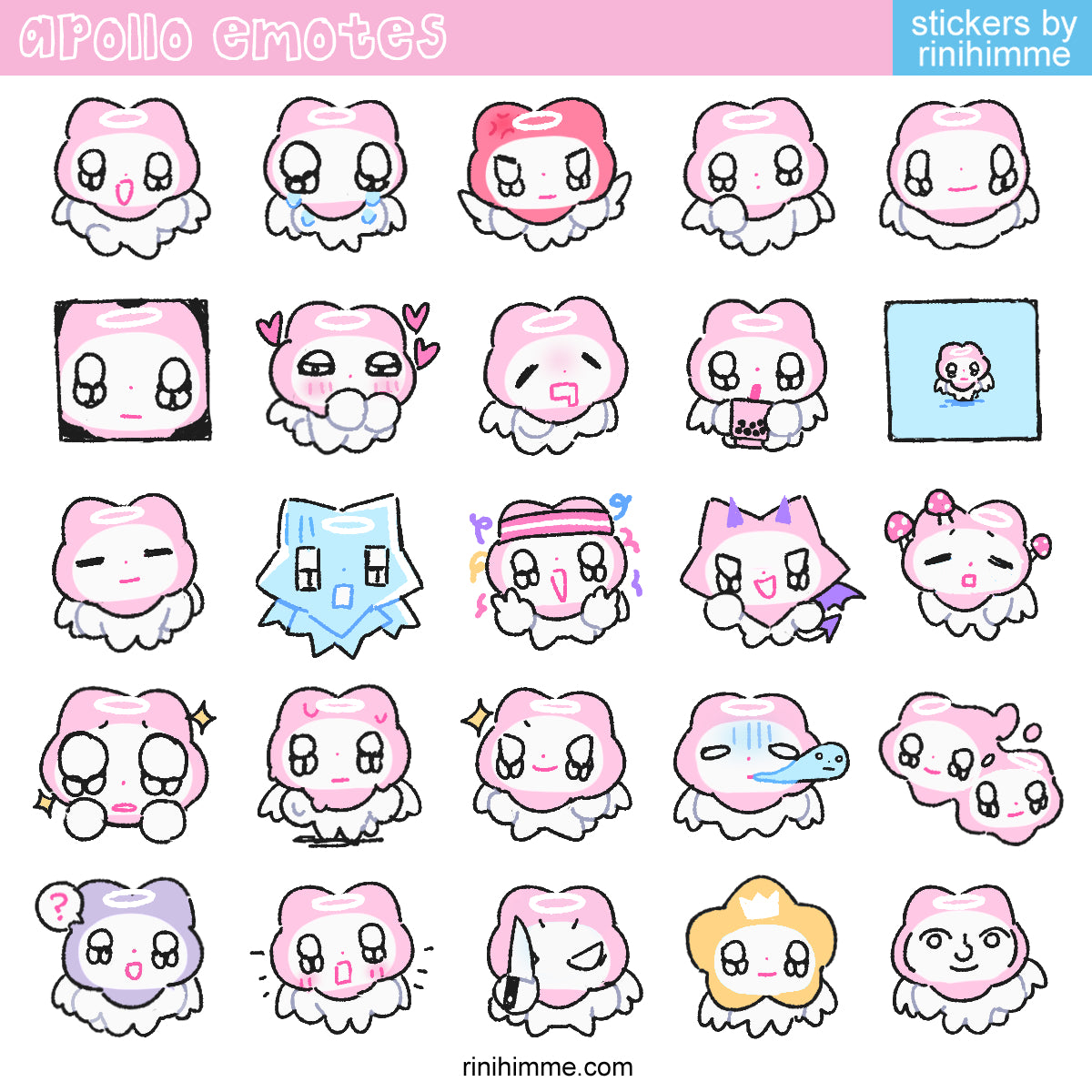 apollo emotes glitter sticker sheet