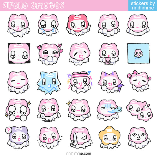 apollo emotes glitter sticker sheet