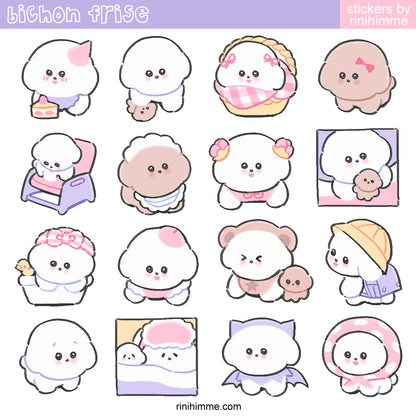 bichon frise sticker sheet