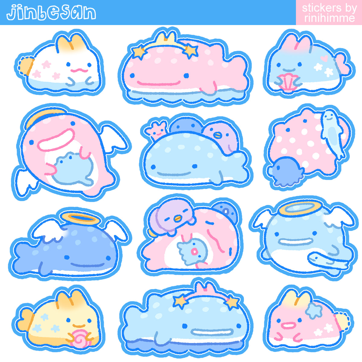 jinbesan glitter sticker sheet