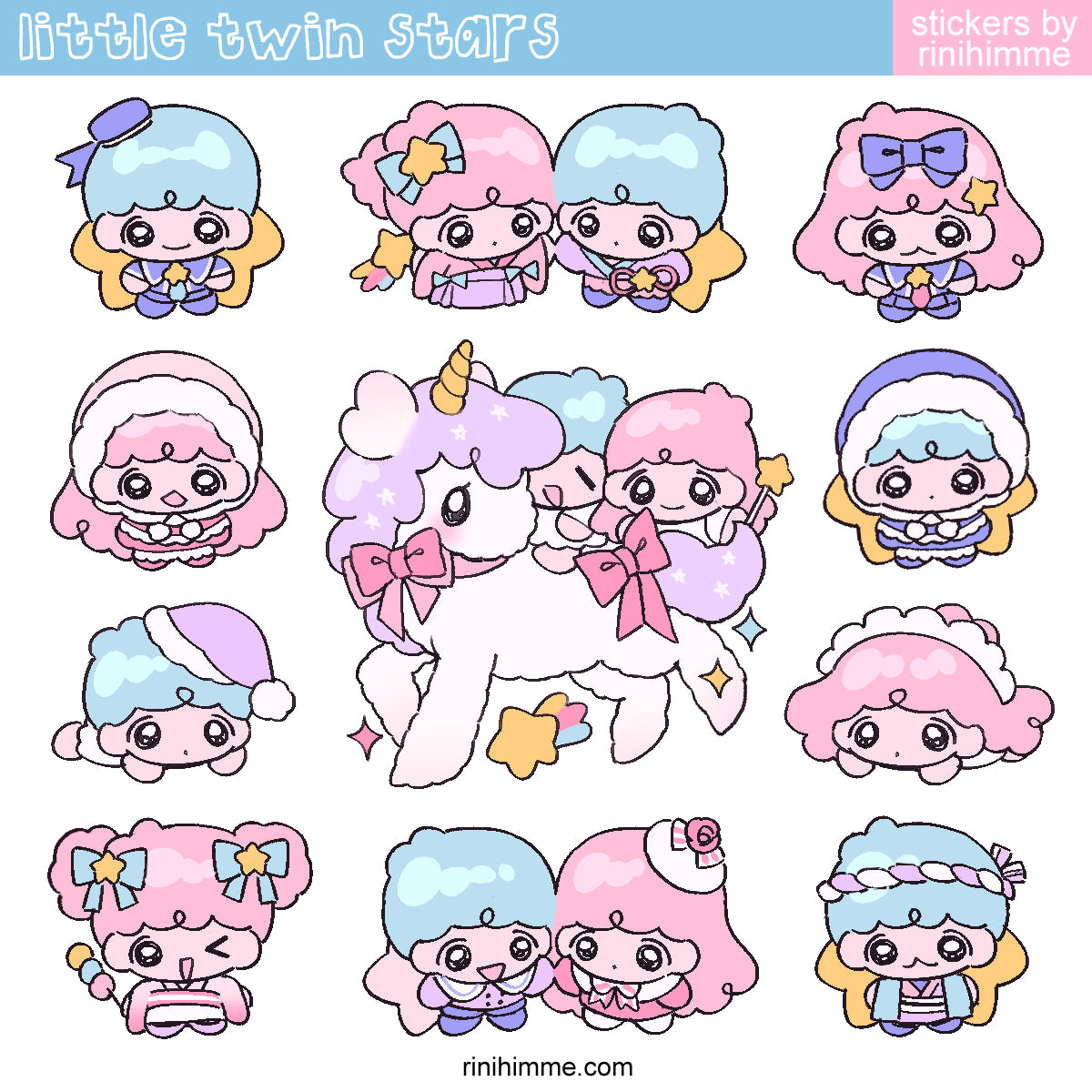 twin stars glitter sticker sheet