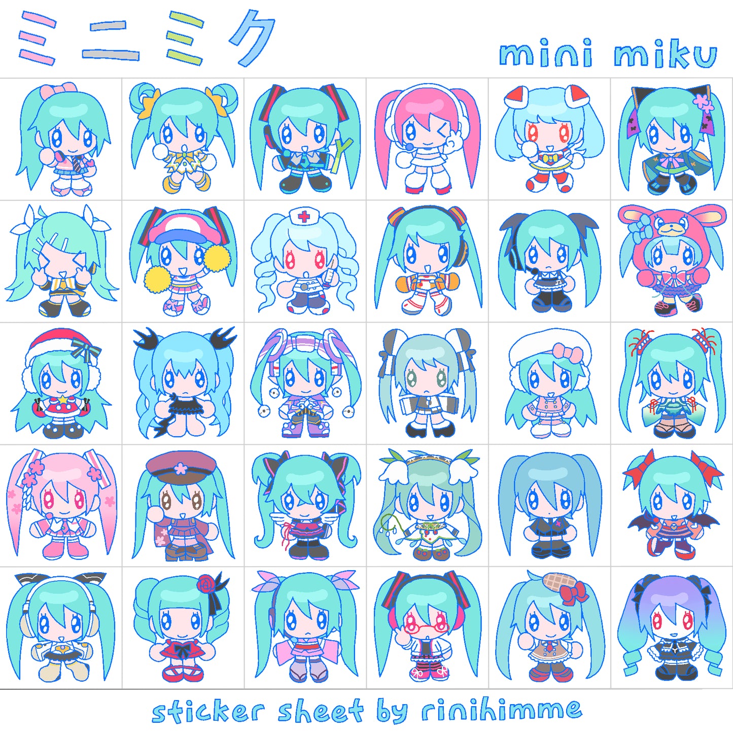 mini miku clear sticker sheet