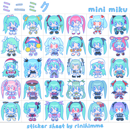 mini miku clear sticker sheet