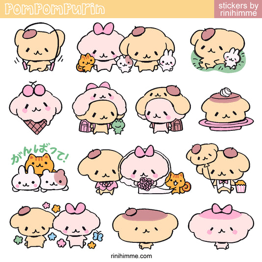 purin glitter sticker sheet