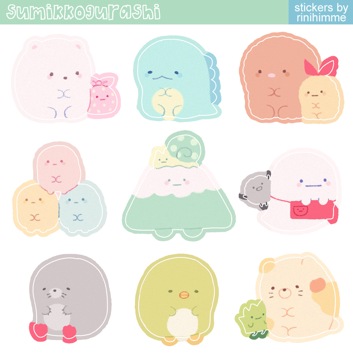 sumikko glitter sticker sheet