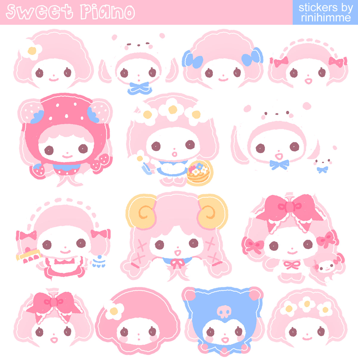 sweet piano glitter sticker sheet