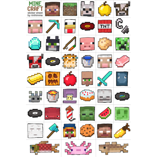 mınecraft sticker sheet