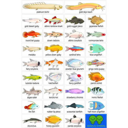 aquarium fish sticker sheet