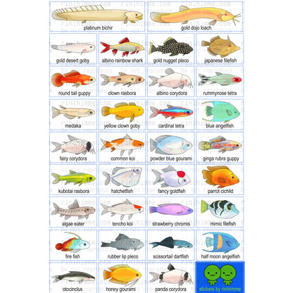 aquarium fish sticker sheet