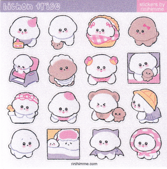 bichon frise sticker sheet