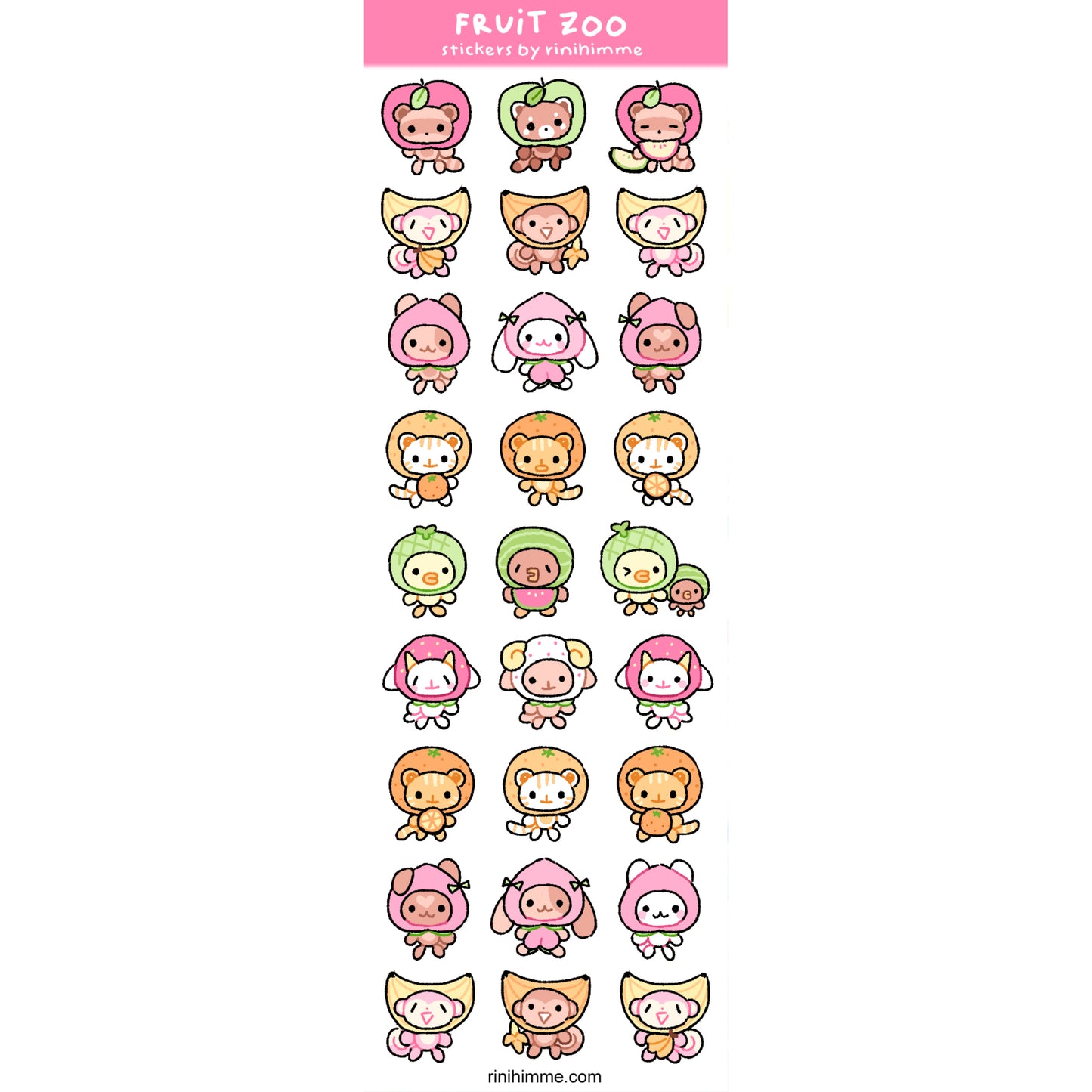 fruit zoo sticker sheet