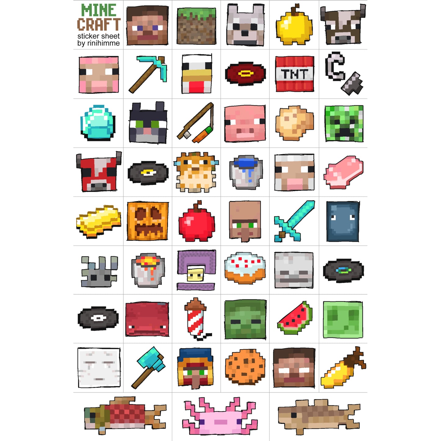 minecraft sticker sheet
