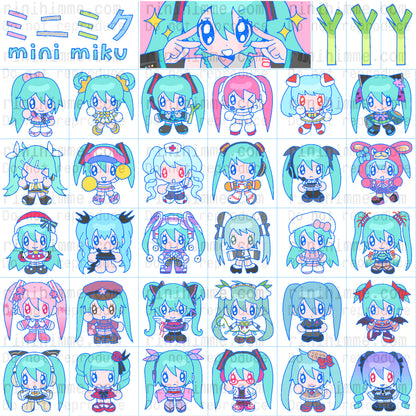 mini miku sticker sheet