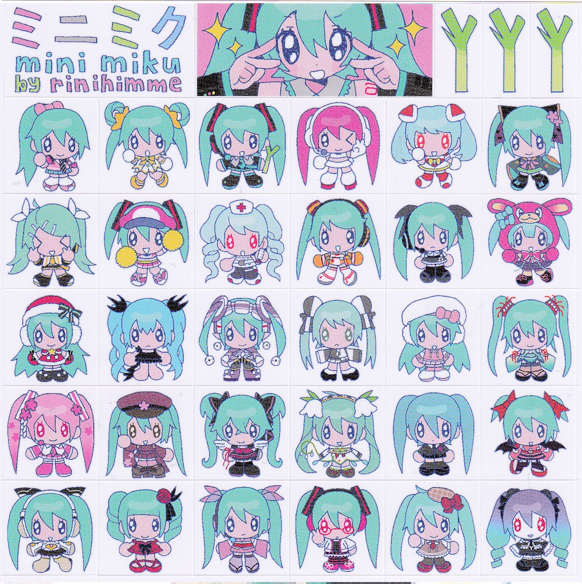 mini miku sticker sheet