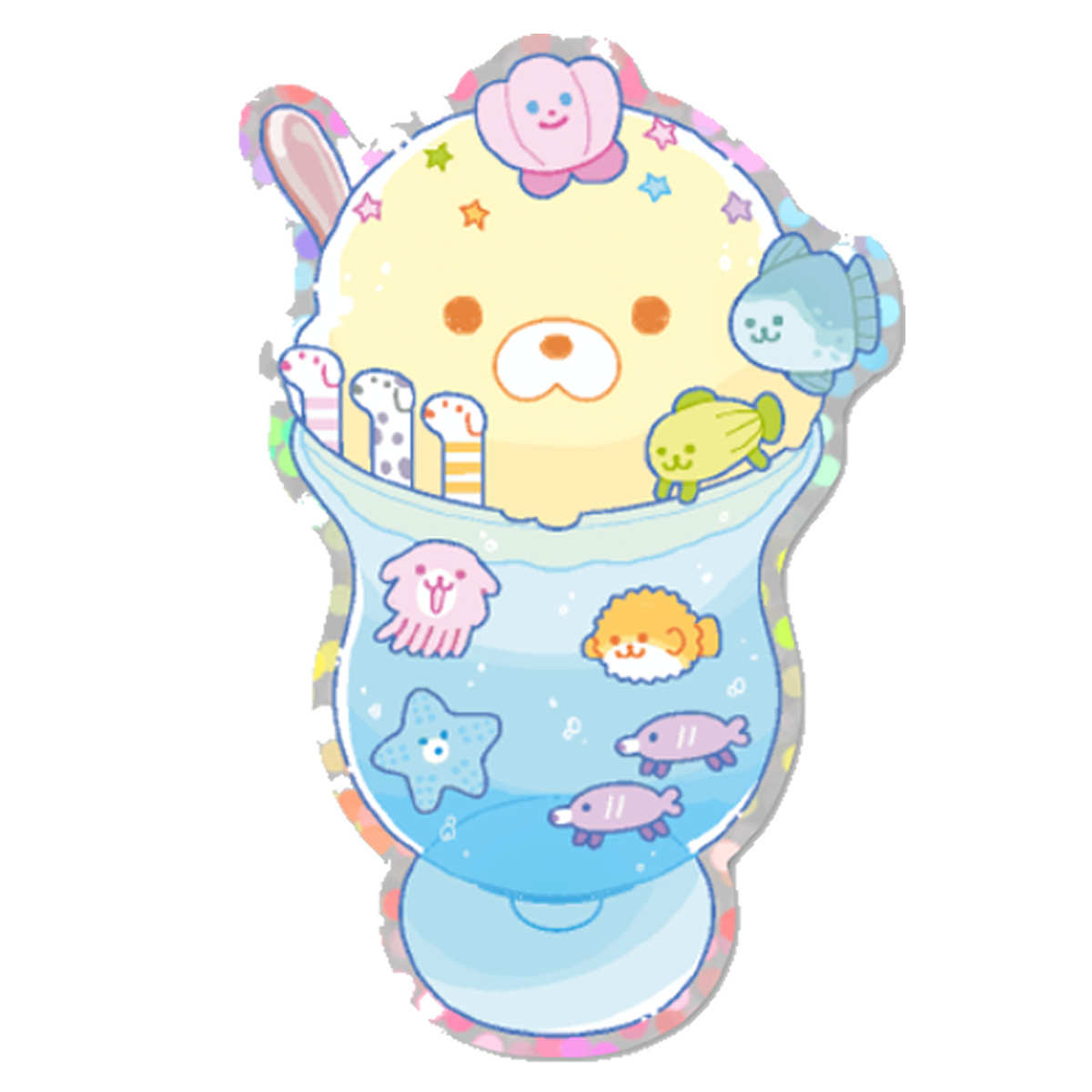 puppy aquarium cream soda glitter sticker