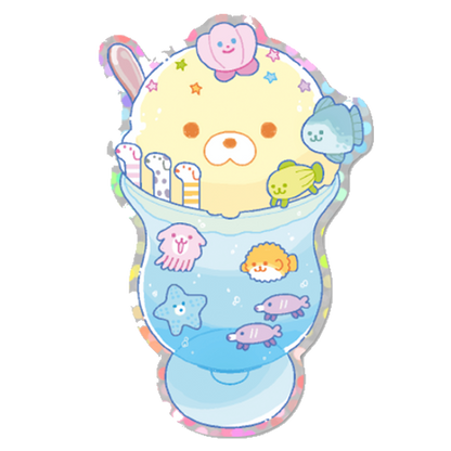 puppy aquarium cream soda glitter sticker