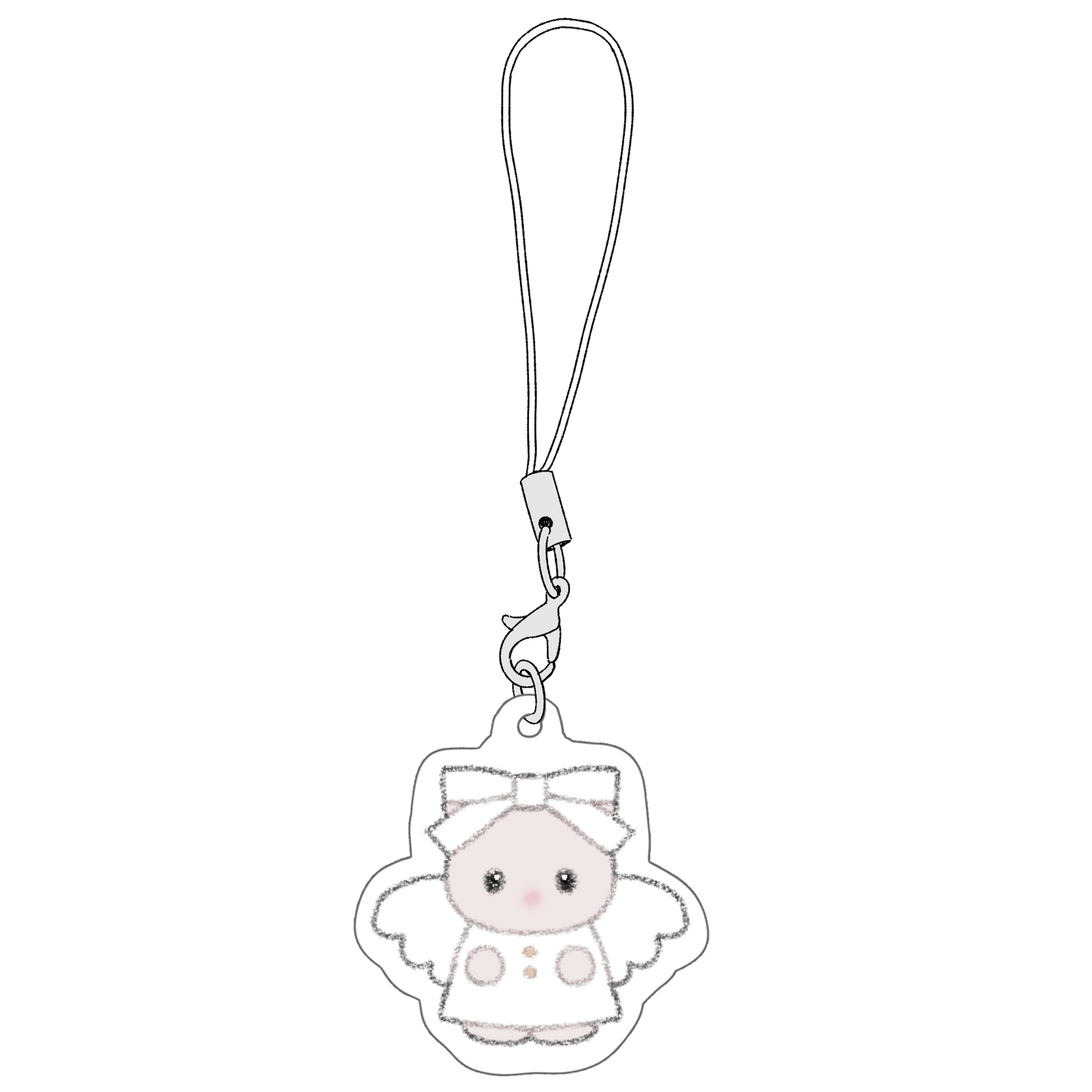 white cat phone charm