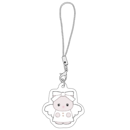 white cat phone charm