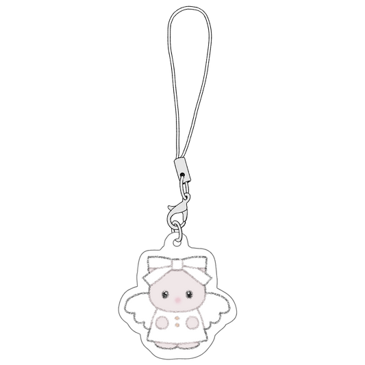 white cat phone charm